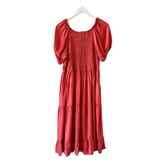 POLAGRAM Boho Chic Embroidered Midi Gypsy Short Sleeves Dress SZ L #2468 - Picture 5 of 14